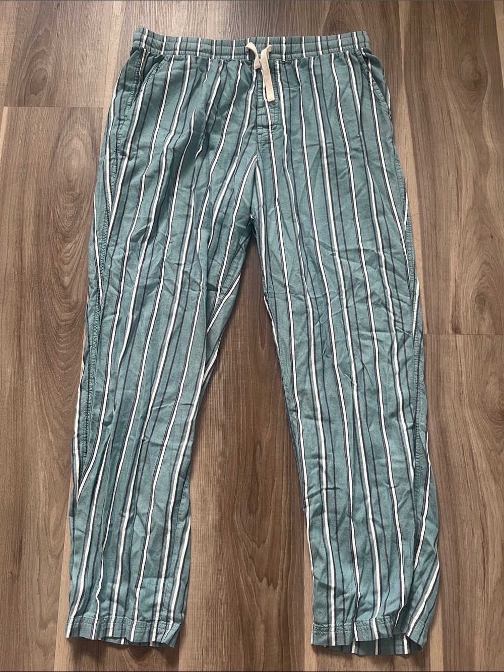 Striped Teal Men's Drawstring Pajama Pants